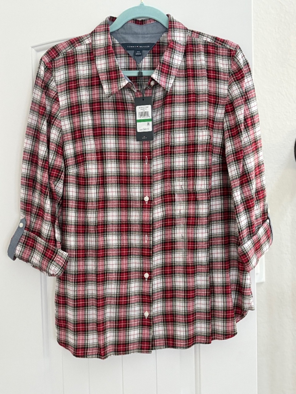 NWT Tommy Hilfiger Heritage Red Plaid Button Down Shirt Size L